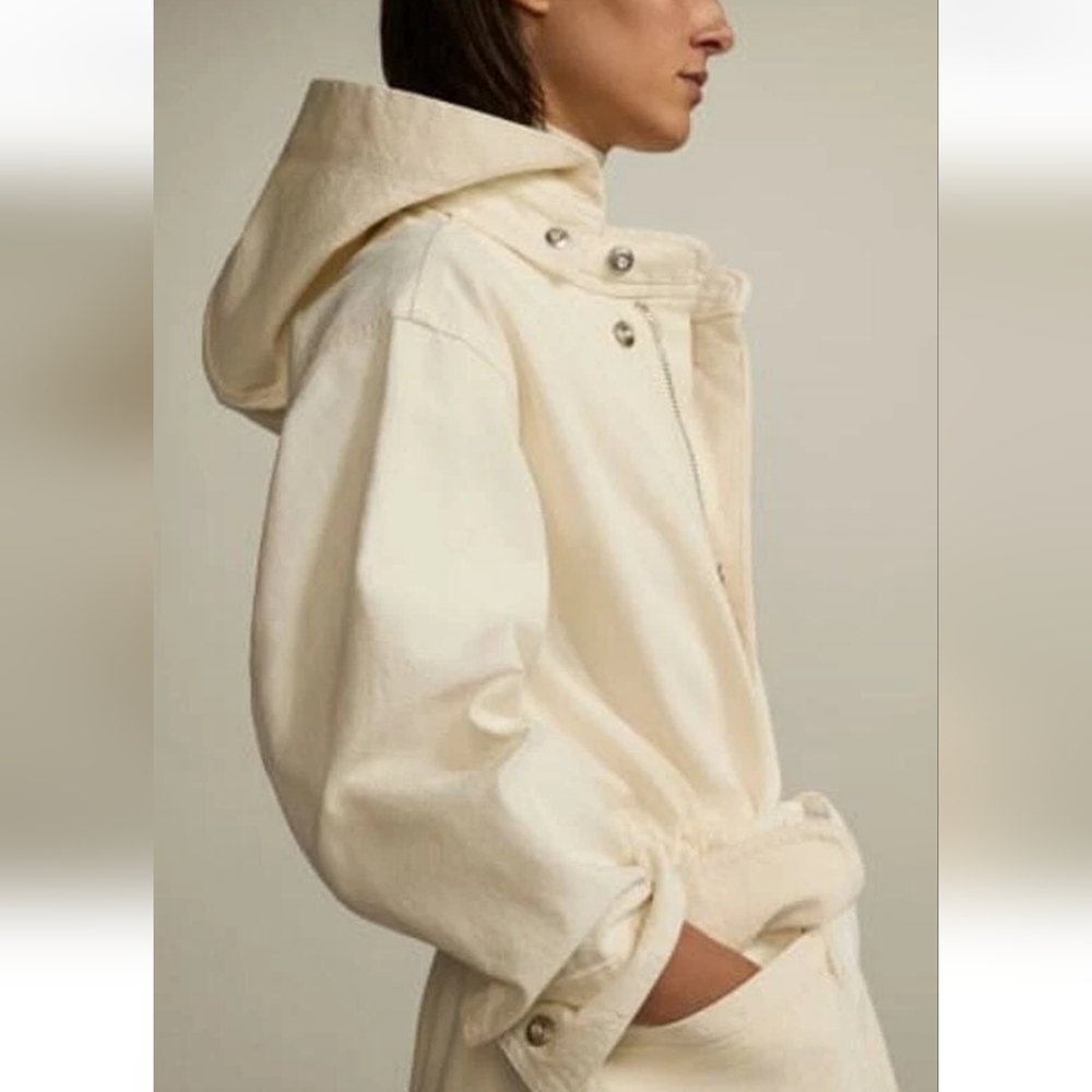 Everlane The Canvas Organic Cotton Parka Jacket Bone White Size Medium - Picture 4 of 10